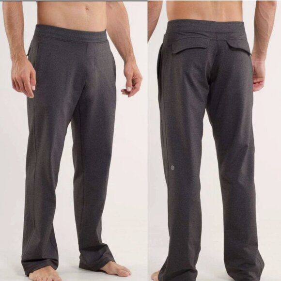Lululemon Kung Fu Pant Sz M x 34” Heathered Black Grey Casual Lounge Travel - Picture 1 of 9